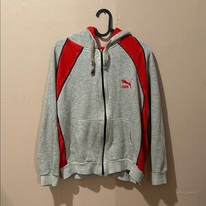 Vintage Puma Red and Gray Hoodie